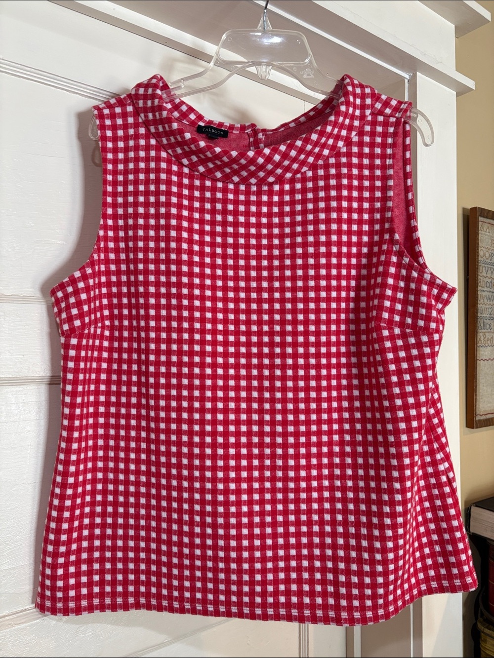 Talbots Red and White Gingham Sleeveless Top XL